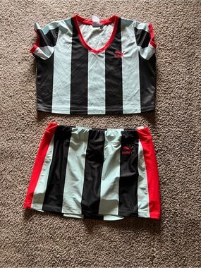 Puma Ladies Navy Blue , Light Blue & Red Striped skort Bottoms